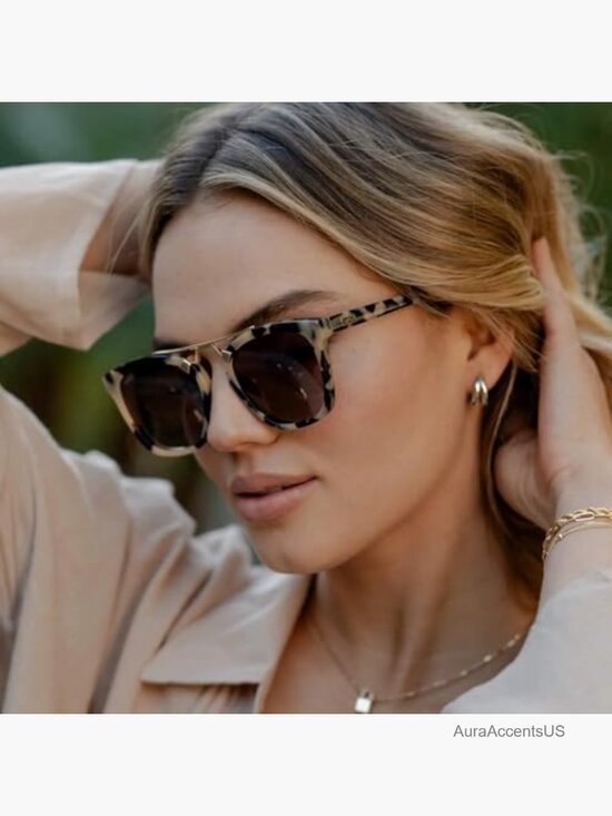 Vintage Square Oversized Polarized Sunglasses with Metal Bridge